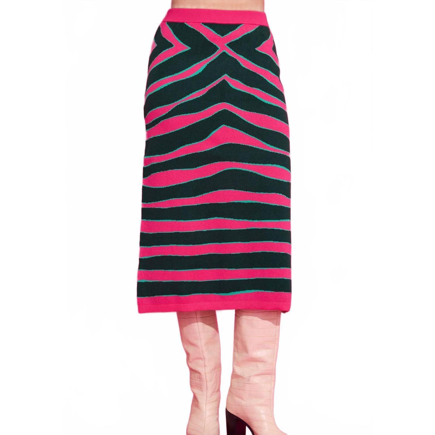 New Alden Adair Vivian Midi Skirt In Ziggy Palm